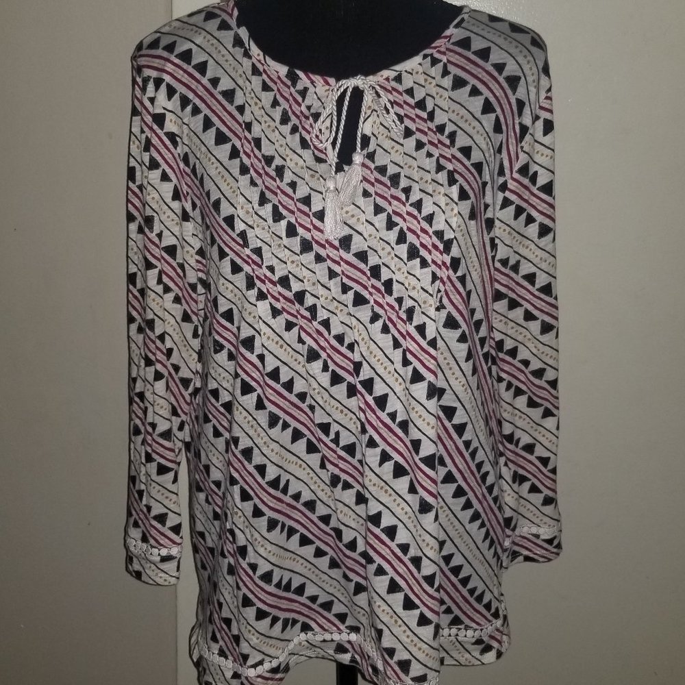 5 for $25!  Lucky Tassel Tie Boho Top - Size L